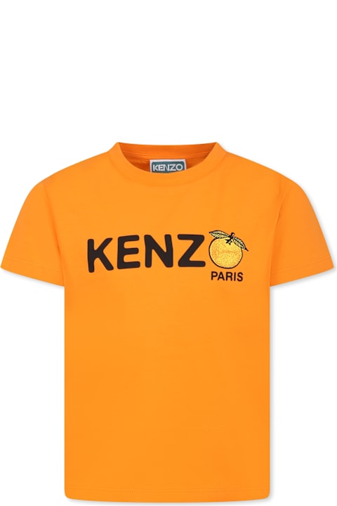 Homeware Kenzo Kids Orange T-shirt For Boy With Logo