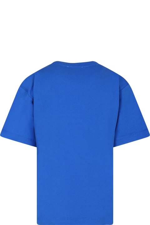 Fashion for Boys Moschino Blue T-shirt For Boy With Teddy Bear And Logo