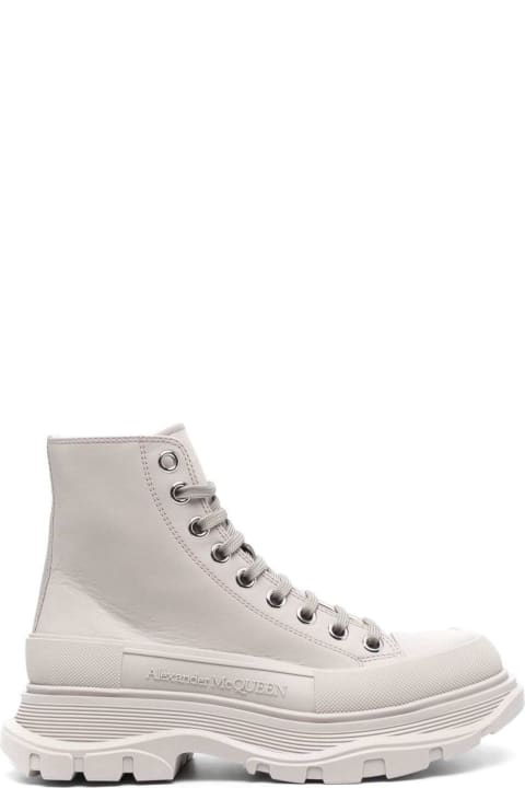 Fashion for Women Alexander McQueen 'tread Slick' White Lace-up Boots With Chunky Platform In Leather Woman Alexander Mcqueen