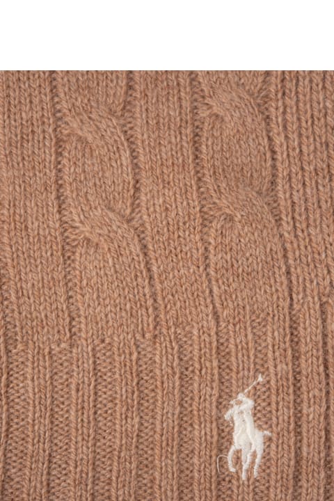 أدوات منزلية Ralph Lauren Beige Cable-knit Wool-cashmere Scarf