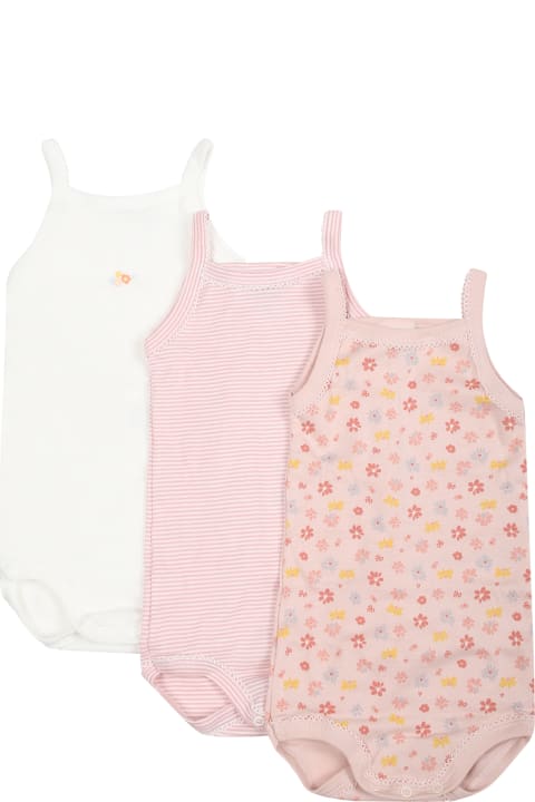 Petit Bateau Bodysuits & Sets for Baby Girls Petit Bateau Multicolor Set For Baby Girl With Flowers And Stripes