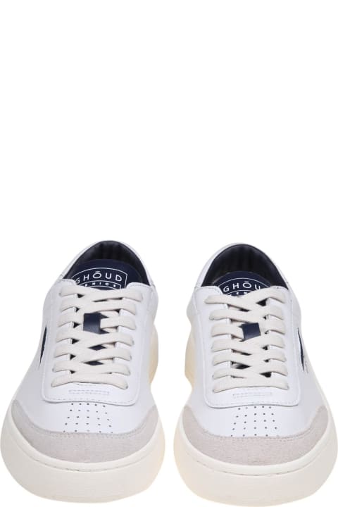 Shoes for Men GHOUD Lido Low Sneakers In White/blue Leather And Suede