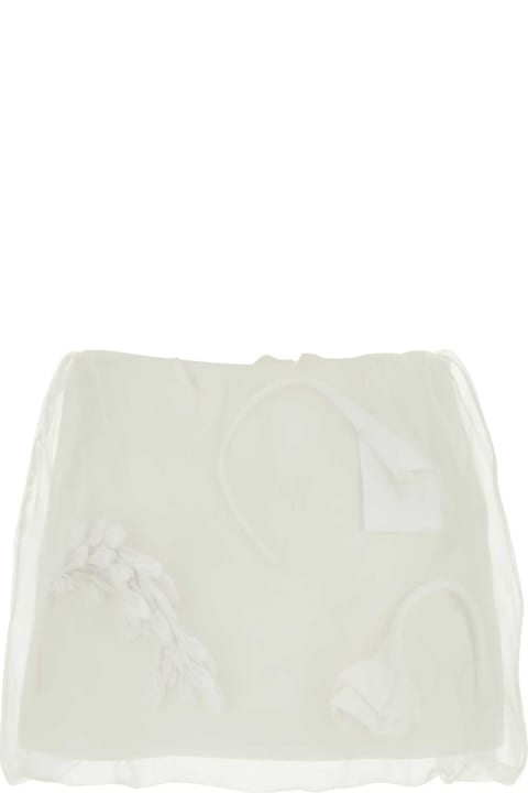 Prada for Women Prada White Satin And Organza Mini Skirt