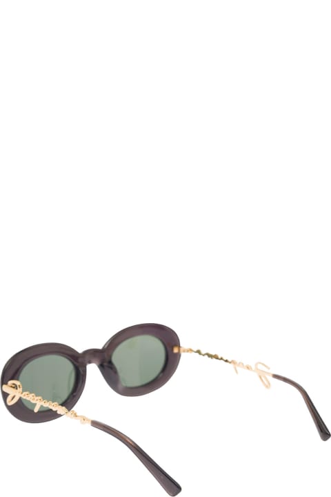 'les Lunettes Pralu' Black Round Sunglasses With Logo Temples In Acetate Woman