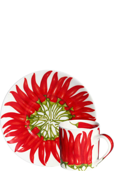 Set of 2 Espresso Cups & Saucers RED PEPPER - RED Collection