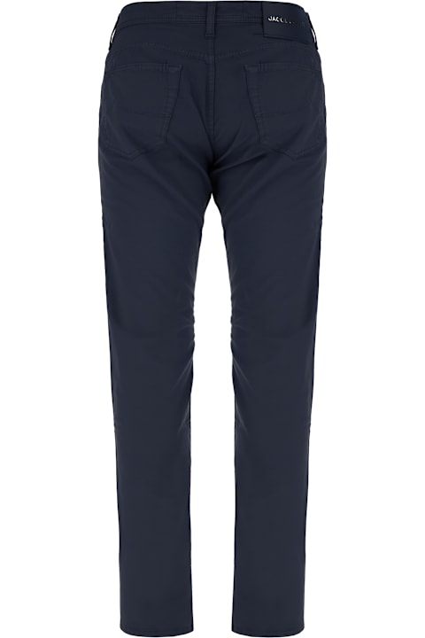 Jacob Cohen Clothing for Men Jacob Cohen Navy Blue Stretch Cotton Blend Pants