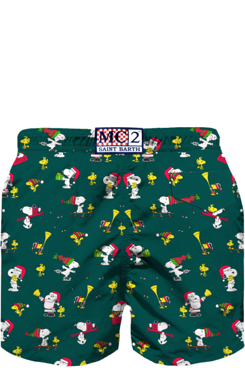 Homeware MC2 Saint Barth Man Light Fabric Swim Shorts With Snoopy Padel Print | Snoopy - Peanuts Special Edition