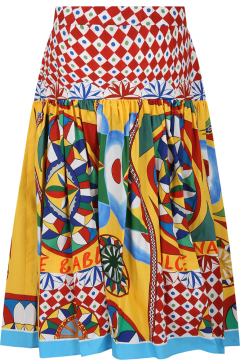 Dolce & Gabbana Bottoms for Girls Dolce & Gabbana Red Skirt For Girl With Cart Print And Logo
