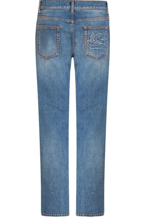 メンズ Etroのデニム Etro Logo-embroidered Straight-leg Jeans