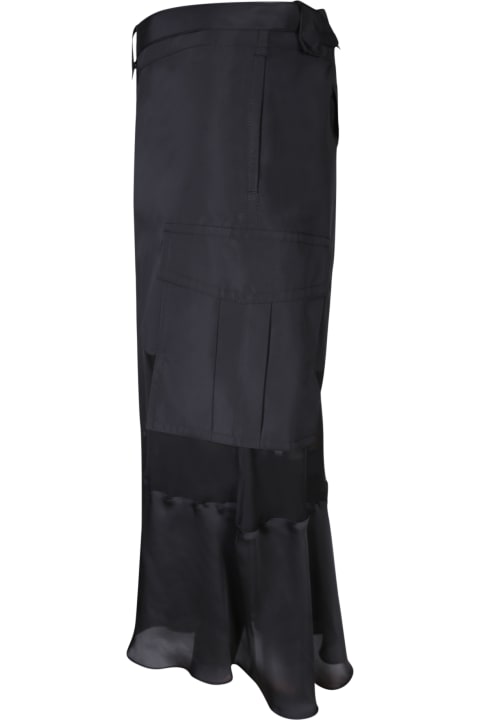 Fashion for Women Sacai Sacai Black Fabric Combo Midi Skirt