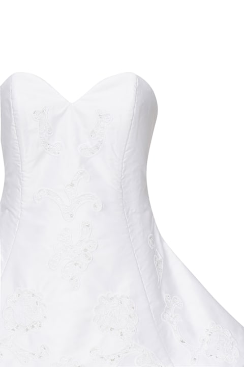 Magda Butrym for Kids Magda Butrym Strapless Mini Dress In White Lace Poplin