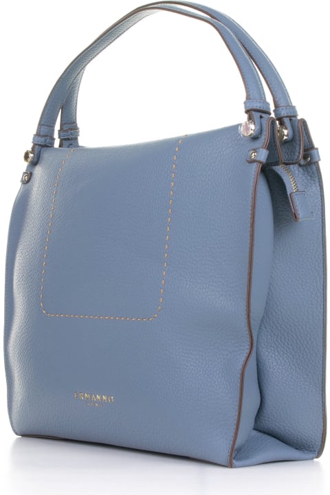 Ermanno Scervino Totes for Women Ermanno Scervino Petra Light Blue Leather Shopping Bag