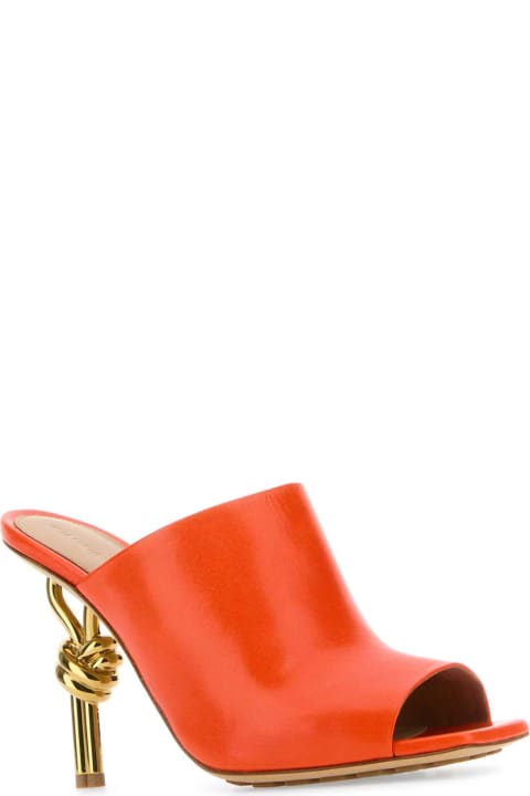 Bottega Veneta Shoes for Women Bottega Veneta Orange Nappa Leather Knot Mules
