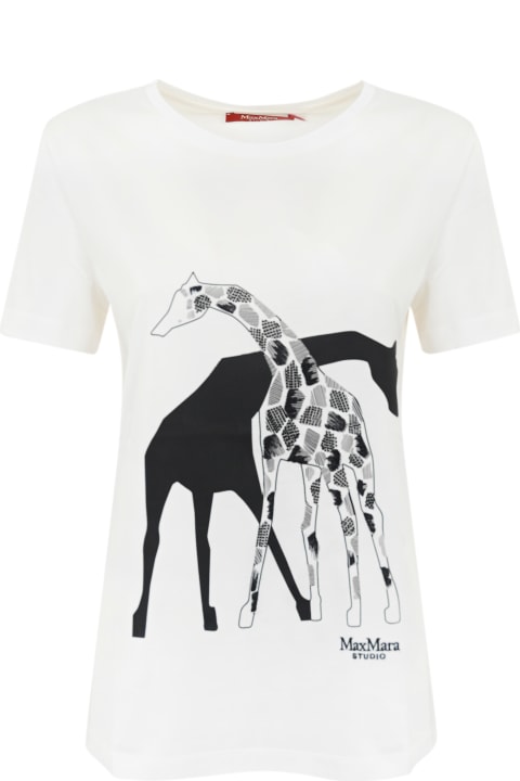 Topwear for Women Max Mara Studio 'rita' Cotton T-shirt With Giraffe Print