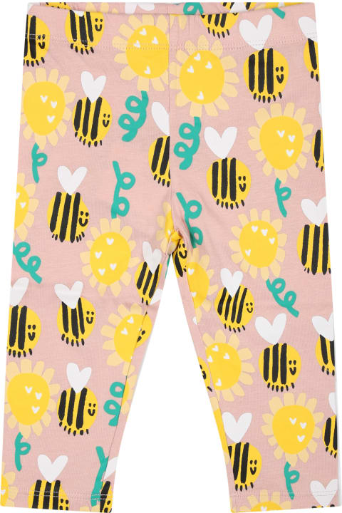 Homeware Stella McCartney Kids Pink Leggings For Baby Girl With All-over Bee Print