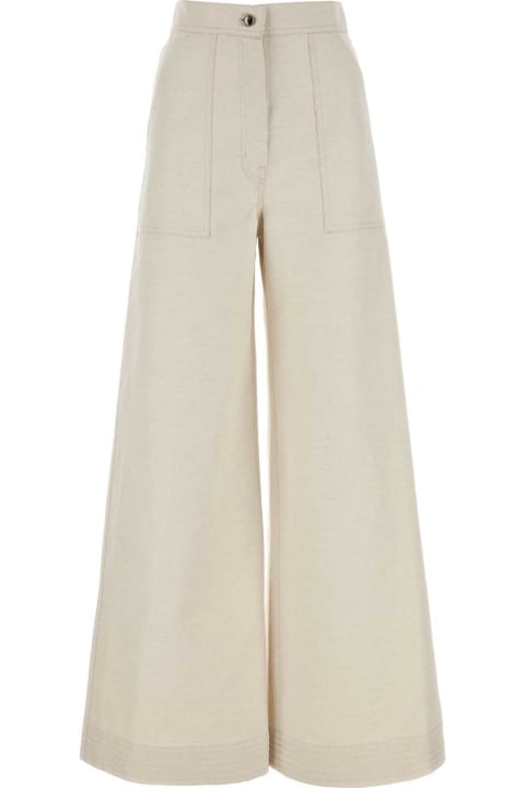 Clothing for Women Max Mara Sand Cotton Blend Oboli Wide-leg Pant