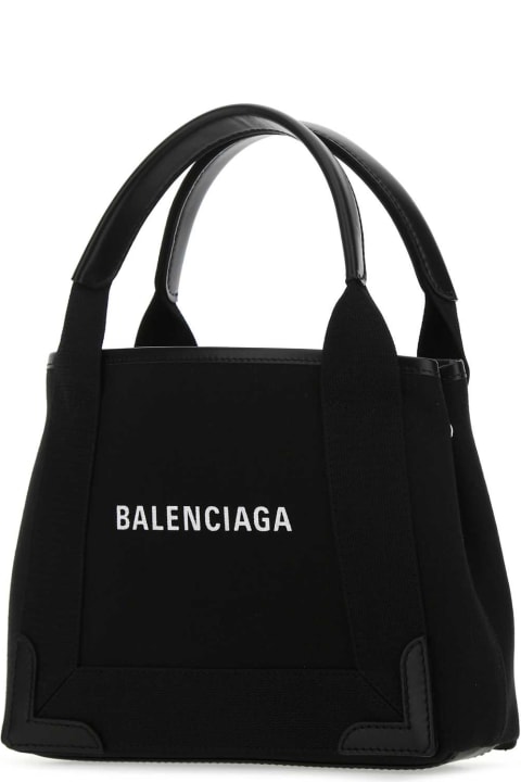 Balenciaga Totes for Women Balenciaga Black Canvas Cabas Navy Xs Handbag
