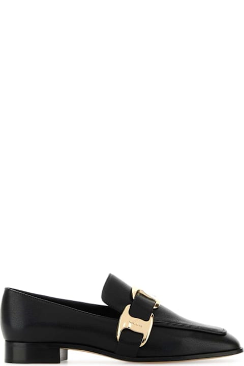 Ferragamo Black Leather Limania Loafers