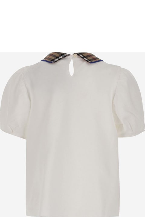 ガールズのセール Burberry Cotton Polo Shirt With Check Pattern