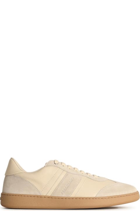 Ferragamo Sneakers for Men Ferragamo Cream Leather Achille 1' Sneakers