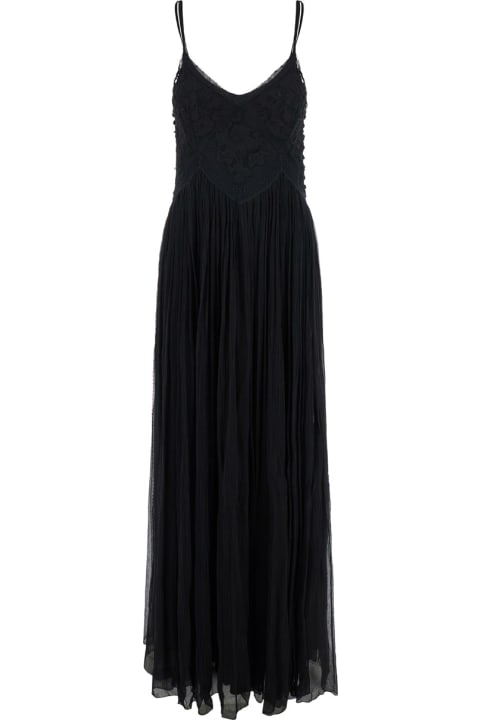 TwinSet for Kids TwinSet Black Long Sleeveless Dress With V Neck In Viscose Woman