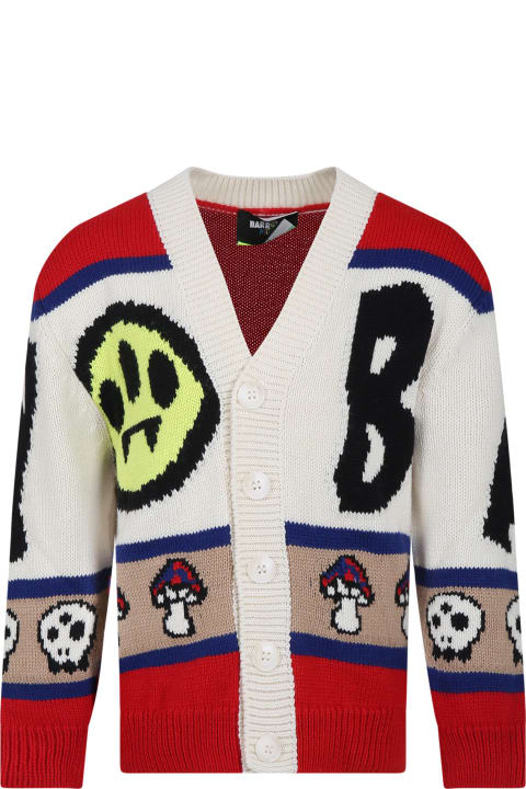 Sweaters & Sweatshirts for Boys Barrow Ivory Cardigan For Kids With Smiley