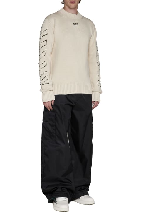 Sweaters for Men Off-White Diagonal Arrow Sweater With Logo