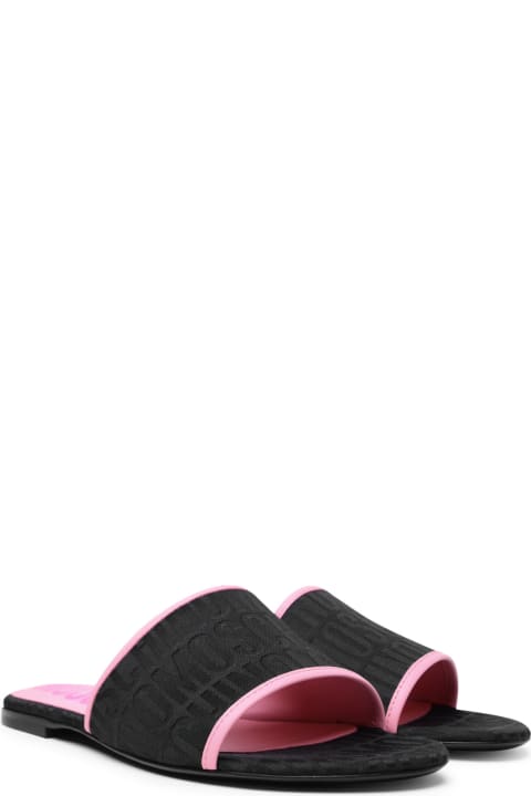Moschino Women Moschino Black Cotton Blend Slippers