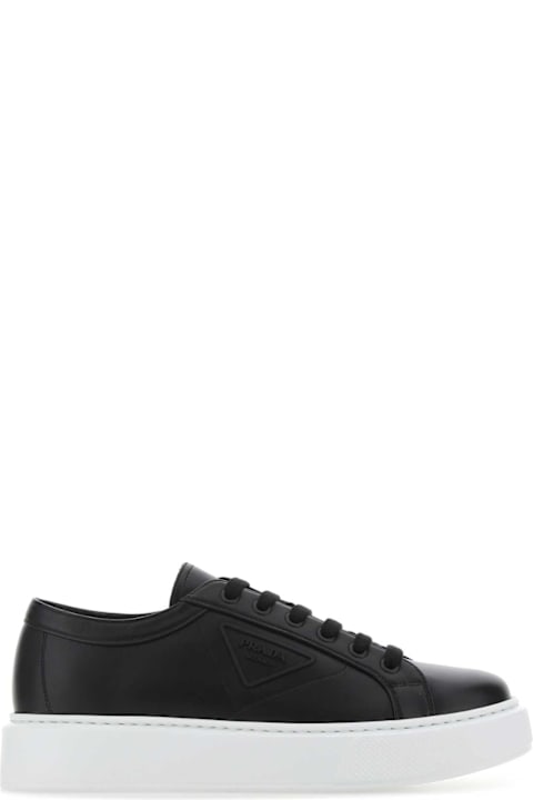Fashion for Men Prada Black Leather Sneakers