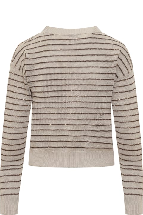 Brunello Cucinelli Sweaters for Women Brunello Cucinelli Dazzling Stripes Cotton Jersey