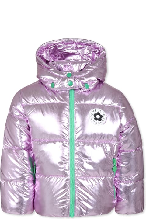 Topwear for Girls Stella McCartney Kids Pink Down Jacket For Girl With Logo