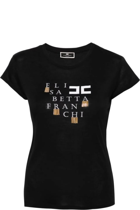 Elisabetta Franchi Topwear for Women Elisabetta Franchi Black T-shirt With Prints