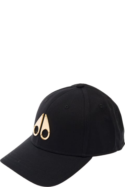 メンズ Moose Knucklesの帽子 Moose Knuckles Black Baseball Cap With Logo Detail In Cotton Man