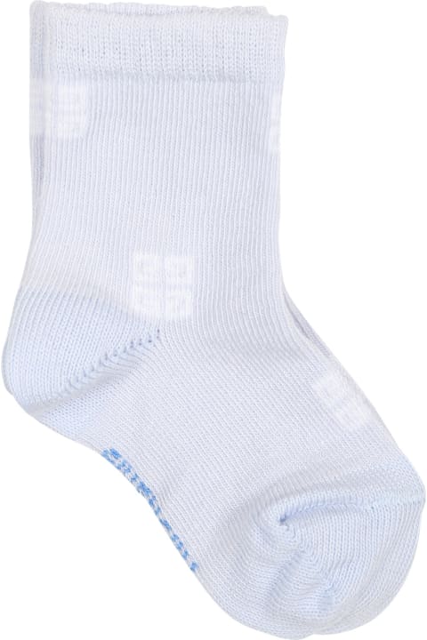 Light Blue Socks Set For Baby Boy With Logo
