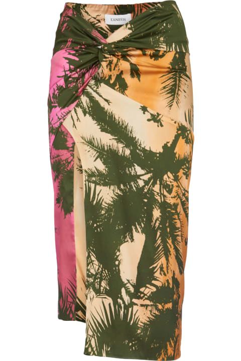 Skirts for Women Laneus Draped Tropical Printed Skirt