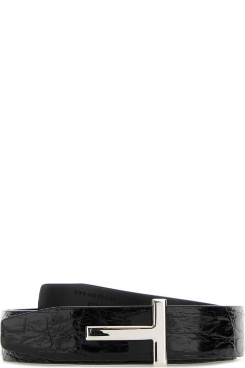Belts for Men Tom Ford Black Leather T Belt
