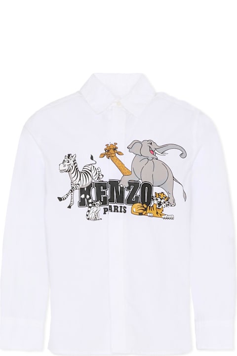 Kenzo Kids for Women Kenzo Kids White Shirt For Girl With Animal Print