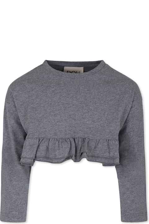 Homeware Douuod Grey Crop T-shirt For Girl With Logo