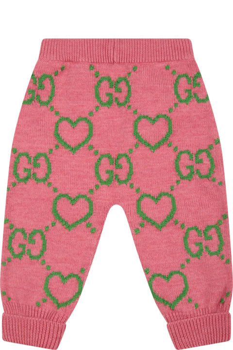 Pink Trouser For Baby Girl With Hearts