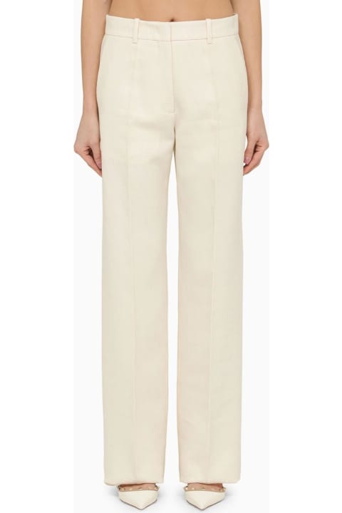 Fashion for Women Valentino Ivory Straight Trousers In Wool And Silk