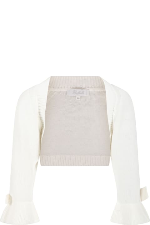 Ivory Shawl For Girl With Bow