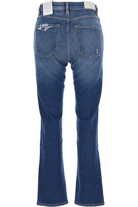 Homeware Icon Denim Blue Flared Jeans With Logo Patch On The Rear And Logo Detail On The Rear In Denim Woman