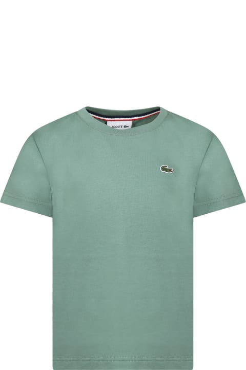 Green T-shirt For Boy With Iconic Crocodile