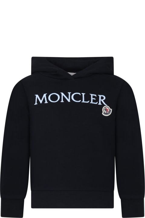 Moncler for Kids Moncler Blue Sweatshirt For Girl With Logo
