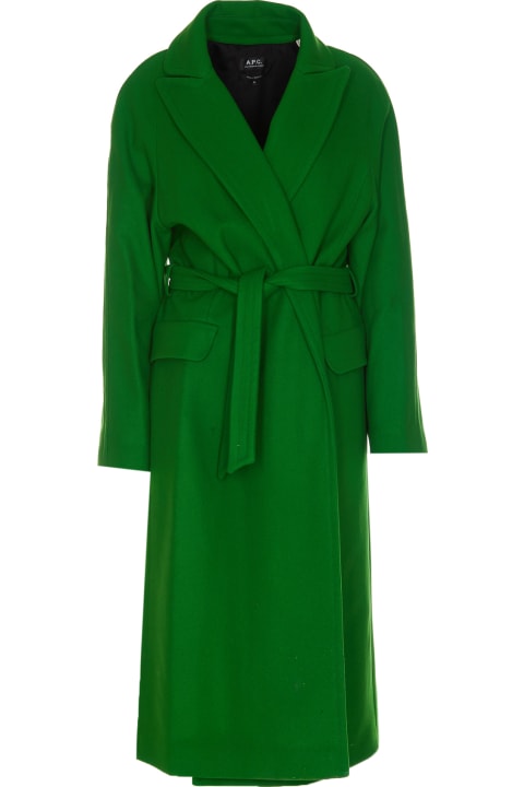 A.P.C. Coats & Jackets for Women A.P.C. 'florence' Coat In Green Virgin Wool Blend
