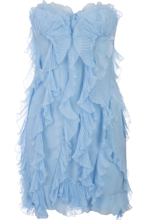 ウィメンズ新着アイテム Ermanno Scervino Light Blue Chiffon Short Dress