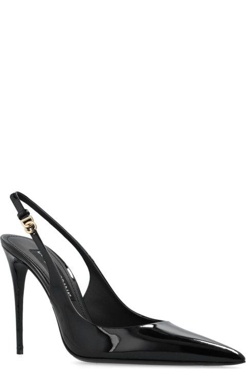 High-Heeled Shoes for Women Dolce & Gabbana Dg Logo Plaque Pointed Toe Slingbacks