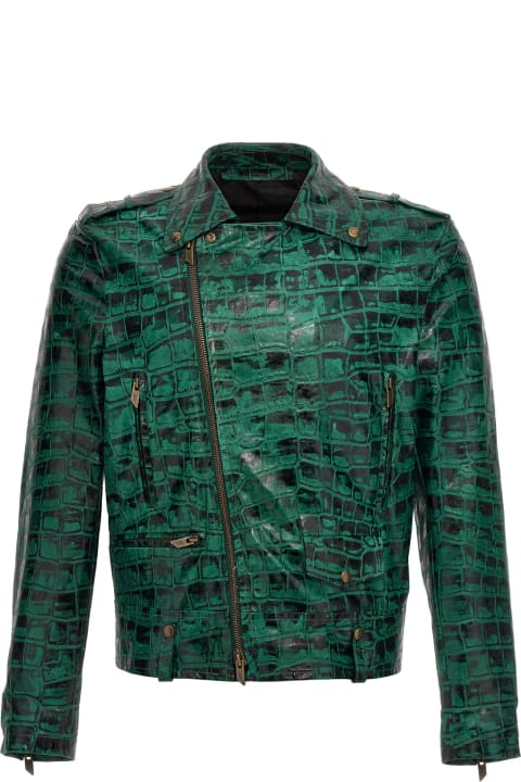Coats & Jackets for Men Salvatore Santoro Croc Print Leather Jacket