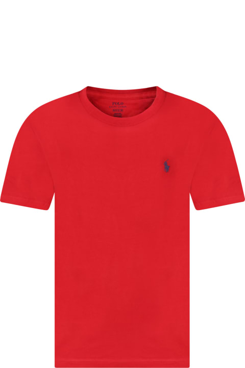 أدوات منزلية Ralph Lauren Red T-shirt For Boy With Pony Logo