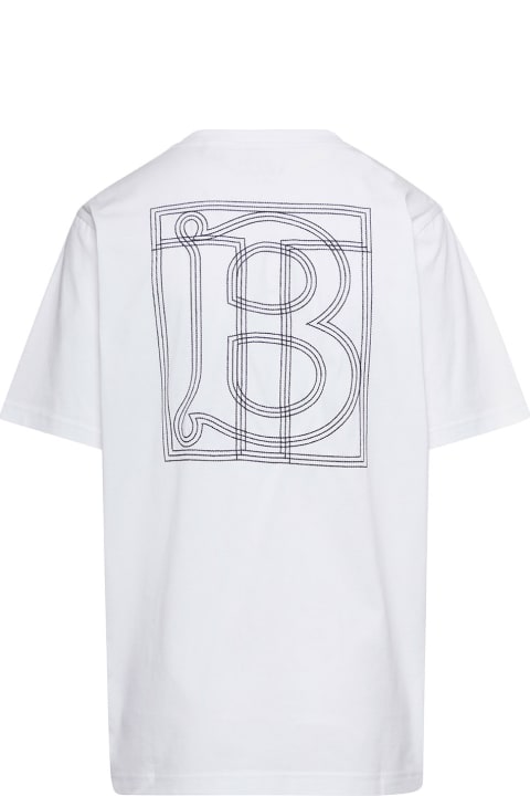 White  T-shirt With Logo On The Fron And Tb Logo Print On The Back In Cotton Woman